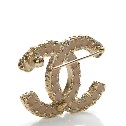 Chanel Crystal CC Brooch Light Gold Pink 3 of 5