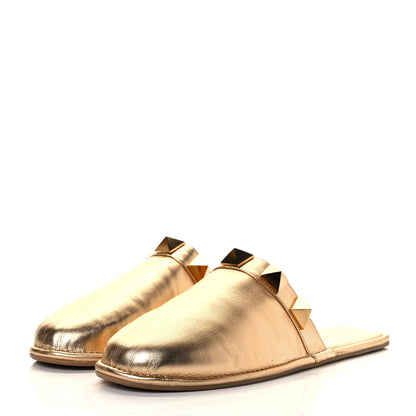 Valentino Garavani Metallic Nappa Roman Stud Slippers 39.5 Antique Brass 3 of 9