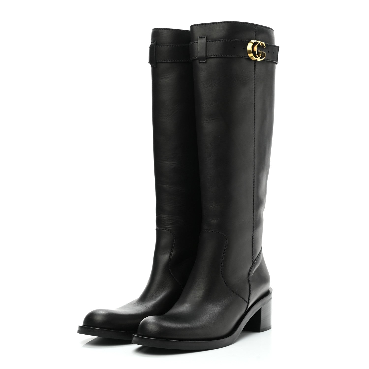 Gucci Calfskin Interlocking G Riding Boots 39.5 Black 3 of 8