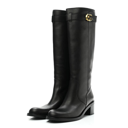 Gucci Calfskin Interlocking G Riding Boots 39.5 Black 3 of 8