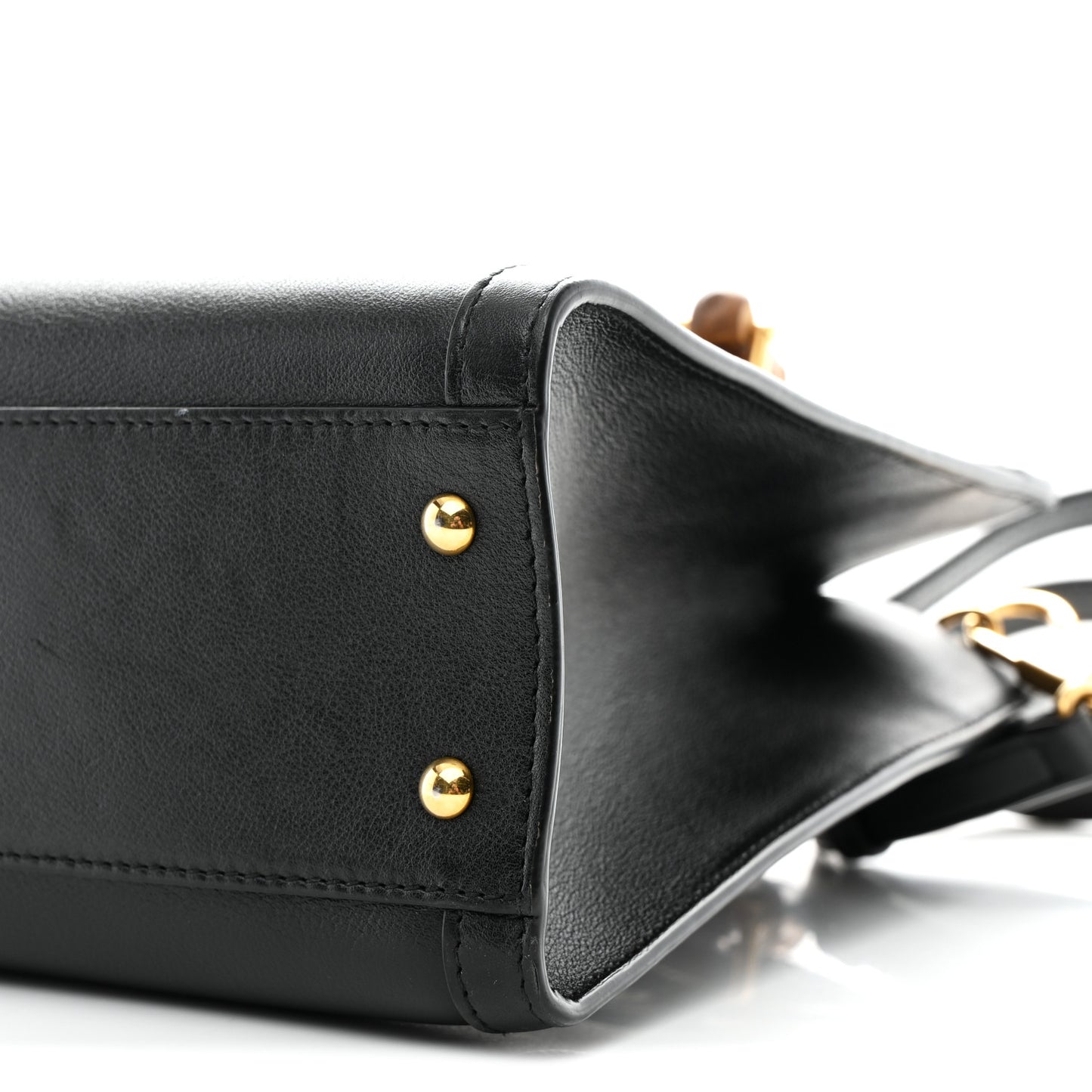 Calfskin Small Diana Tote Bag Black Yellow Fluo
