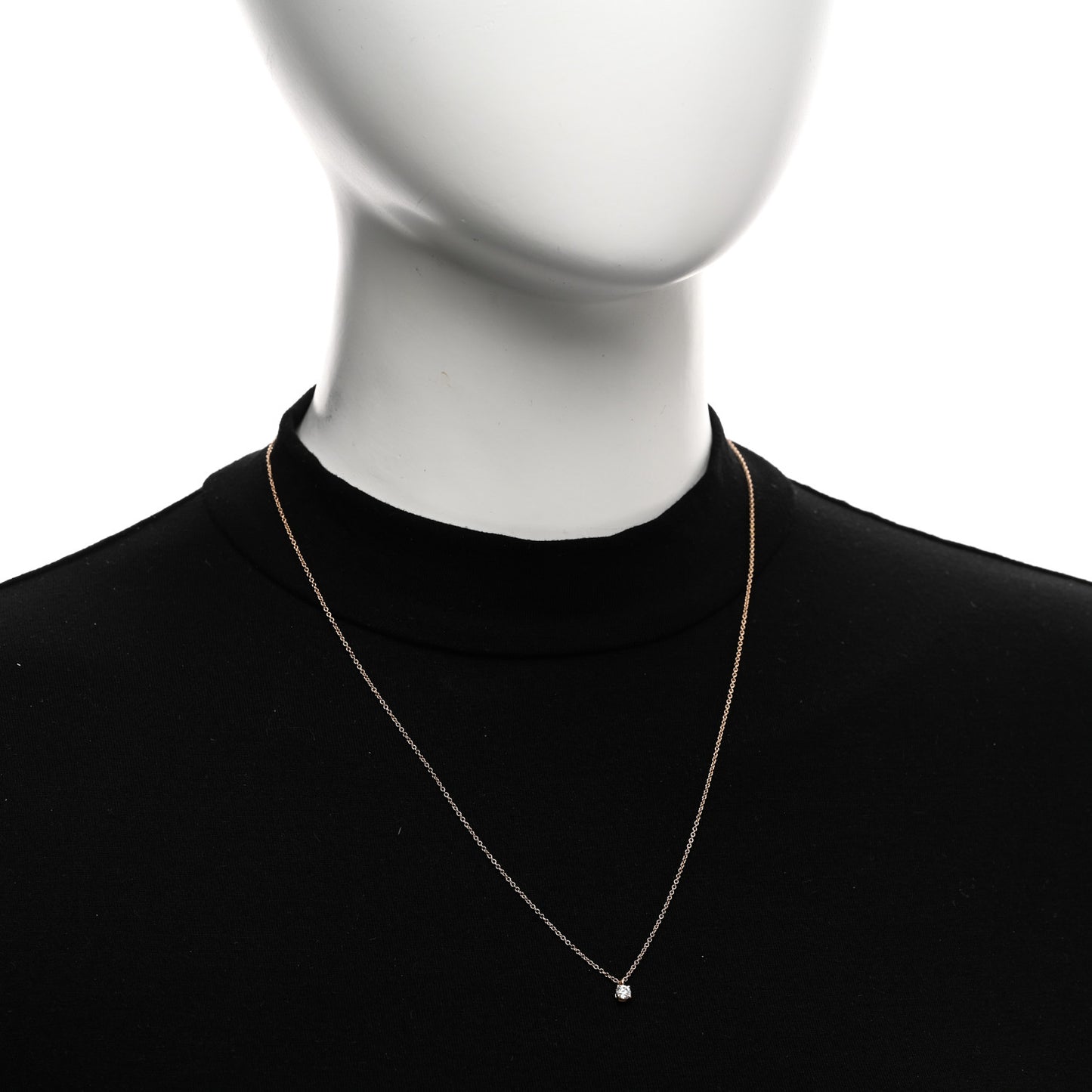 18K Rose Gold Diamond .20ct Solitaire Pendant Necklace