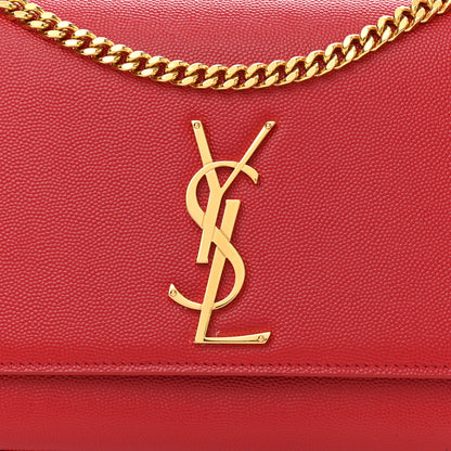 Saint Laurent Grain De Poudre Medium Monogram Kate Satchel Red 9 of 12