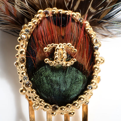 Chanel Peacock Feather CC Paris Edinburgh Hair Pin 3 of 4