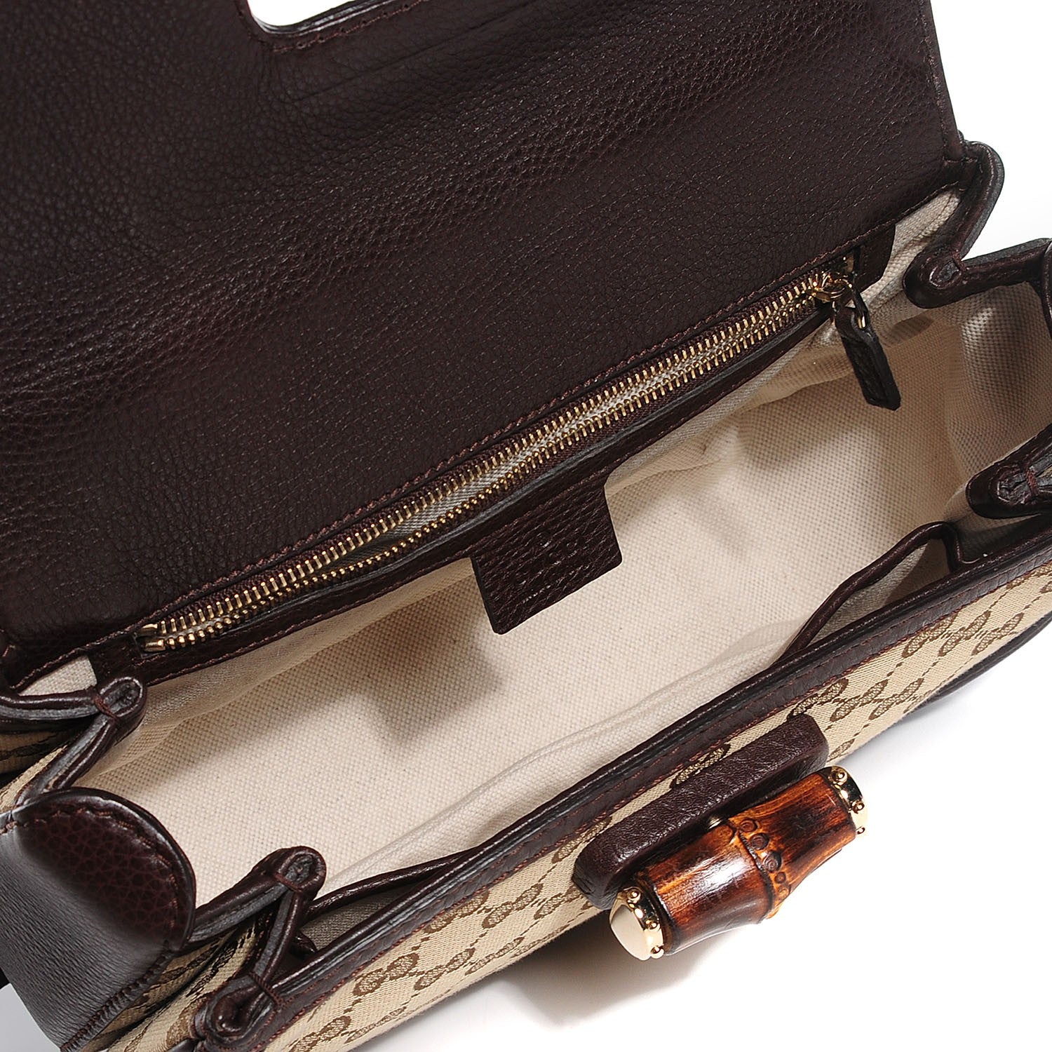Gucci Monogram Medium New Bamboo Top Handle Bag Dark Brown 5 of 7