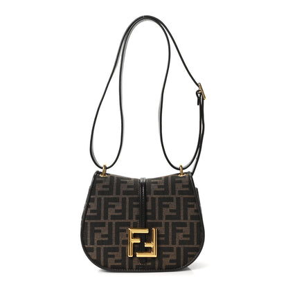 Fendi Fabric Jacquard Vitello Cher Cuoio FF 1974 Small Fendi C'mon Tobacco Moro Ebano 1 of 10