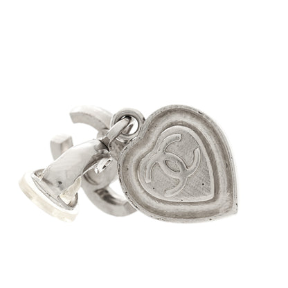 Chanel Crystal Heart CC Drop Clip On Earrings Silver 4 of 6
