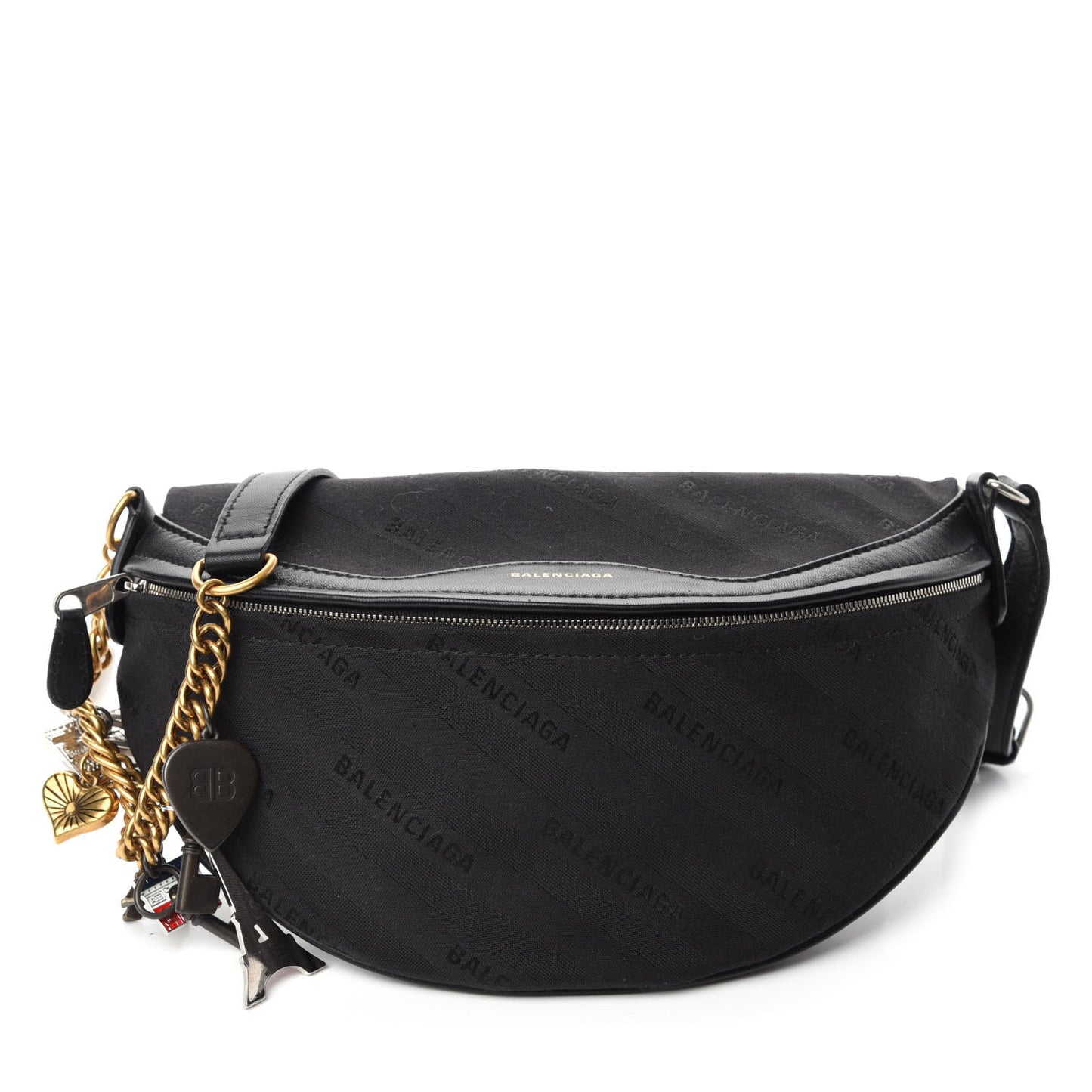 Canvas Jacquard Diagonal Allover Logo XS Souvenir Belt Bag Black