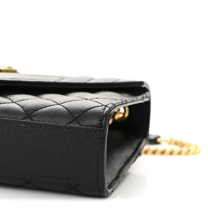 Saint Laurent Grain De Poudre Textured Mixed Matelasse Triquilt Small Monogram Satchel Black 10 of 10