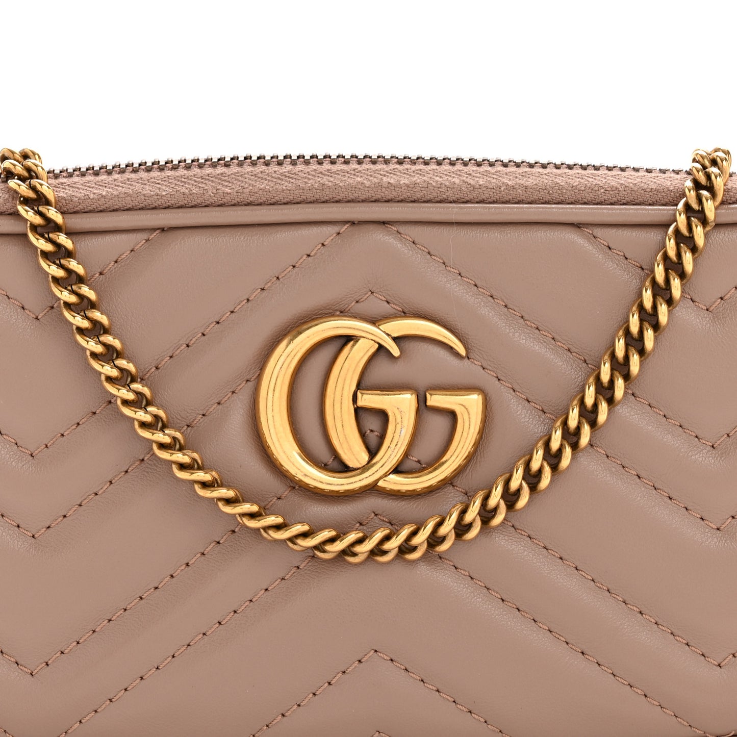 Calfskin Matelasse Mini GG Marmont Chain Crossbody Bag Porcelain Rose