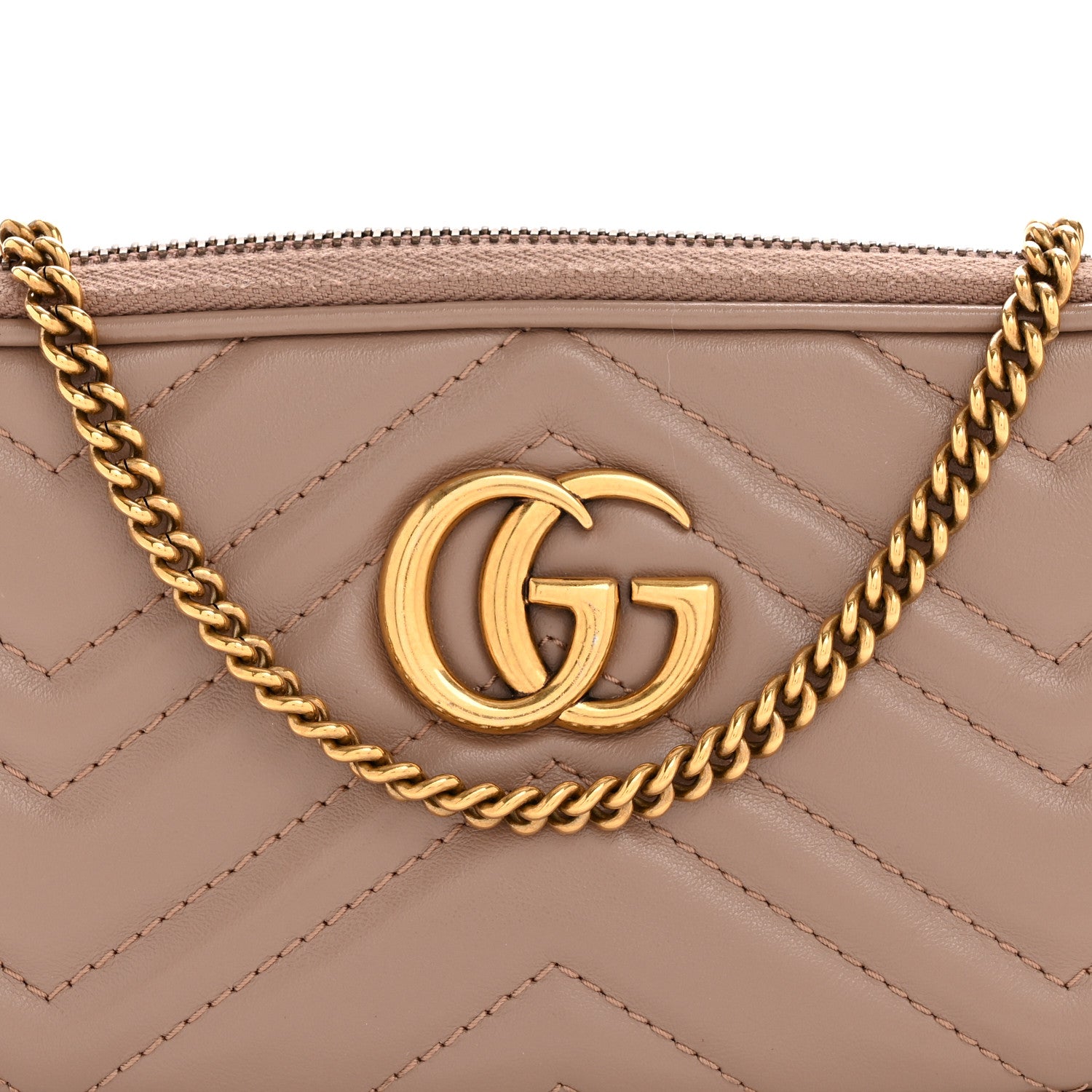 Gucci Calfskin Matelasse Mini GG Marmont Chain Crossbody Bag Porcelain Rose 8 of 12