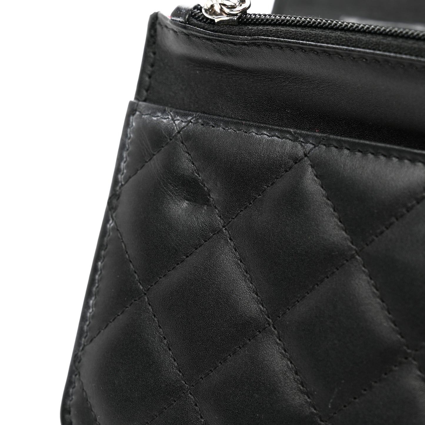 Calfskin Quilted Cambon Wallet on Chain WOC Black