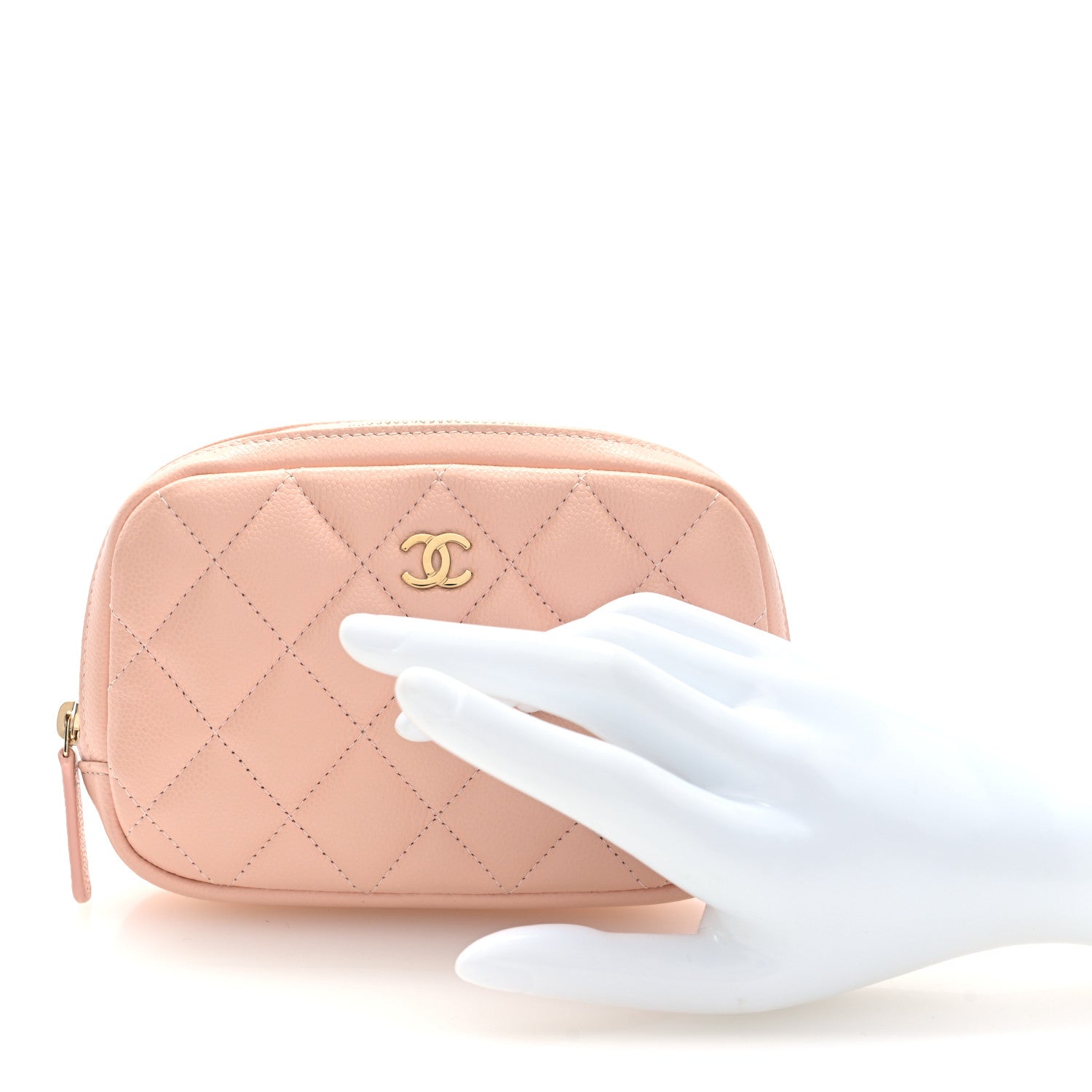 Chanel Caviar Quilted Small Curvy Pouch Cosmetic Case Light Pink 2 of 7