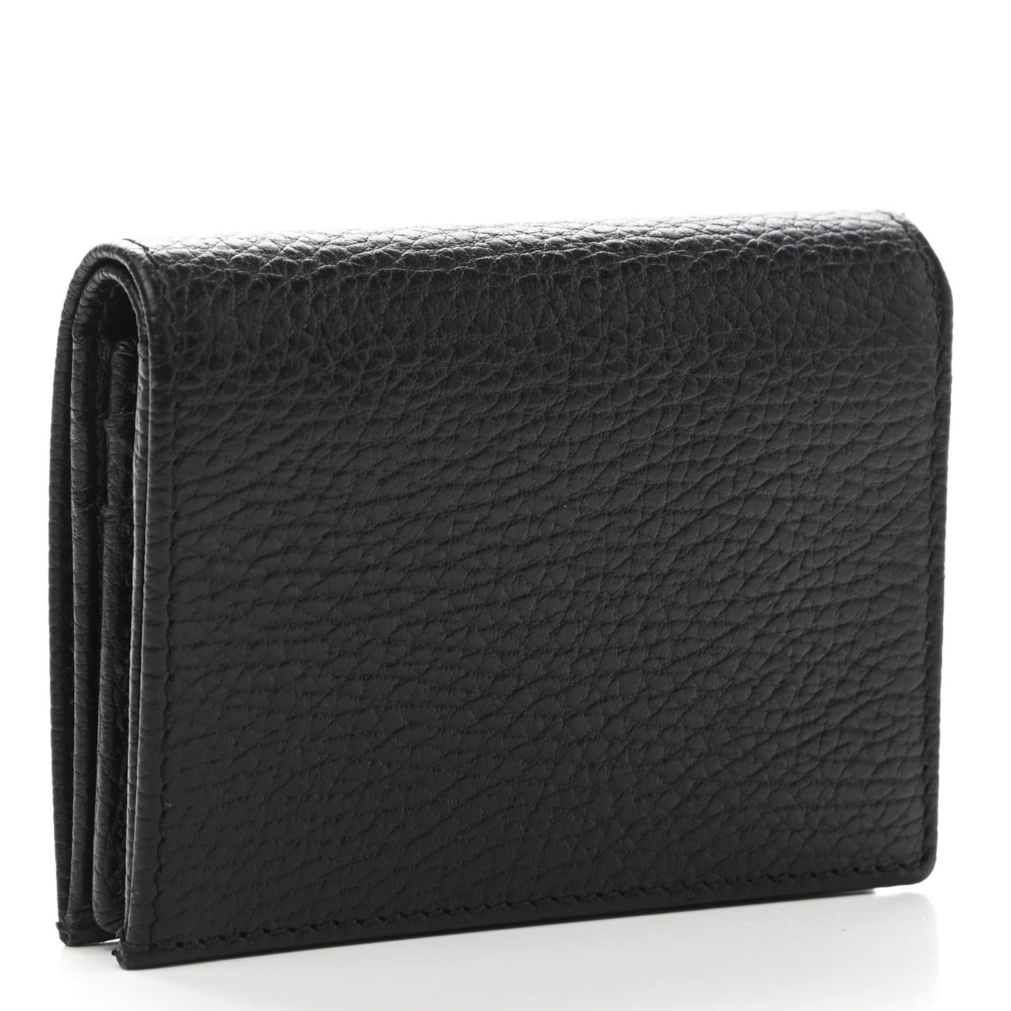 Pebbled Calfskin GG Marmont Card Case Black