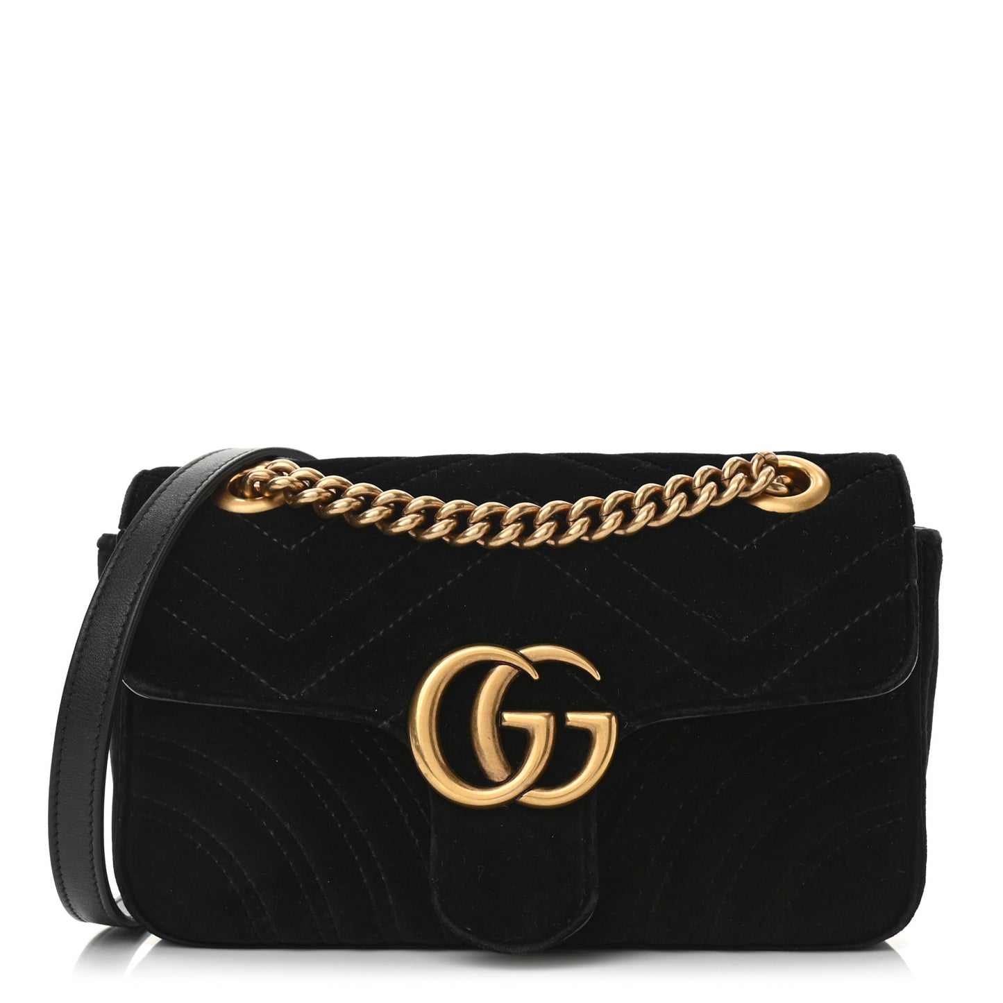 Velvet Matelasse Mini GG Marmont Shoulder Bag Black