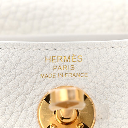 Hermes Taurillon Clemence Mini Lindy 20 New White 6 of 10