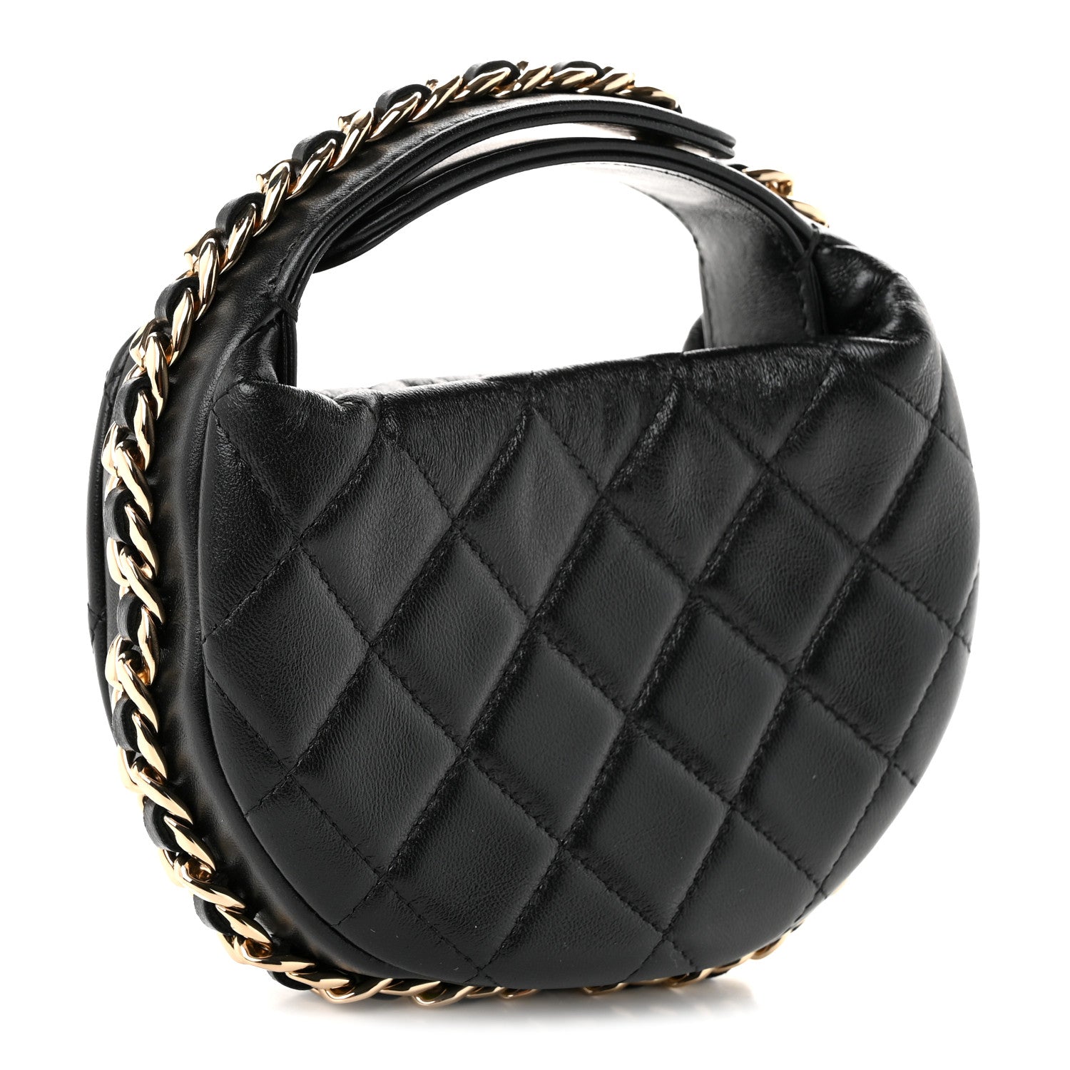 Chanel Lambskin Quilted Chain Around Pouch Hobo Black 2 of 9