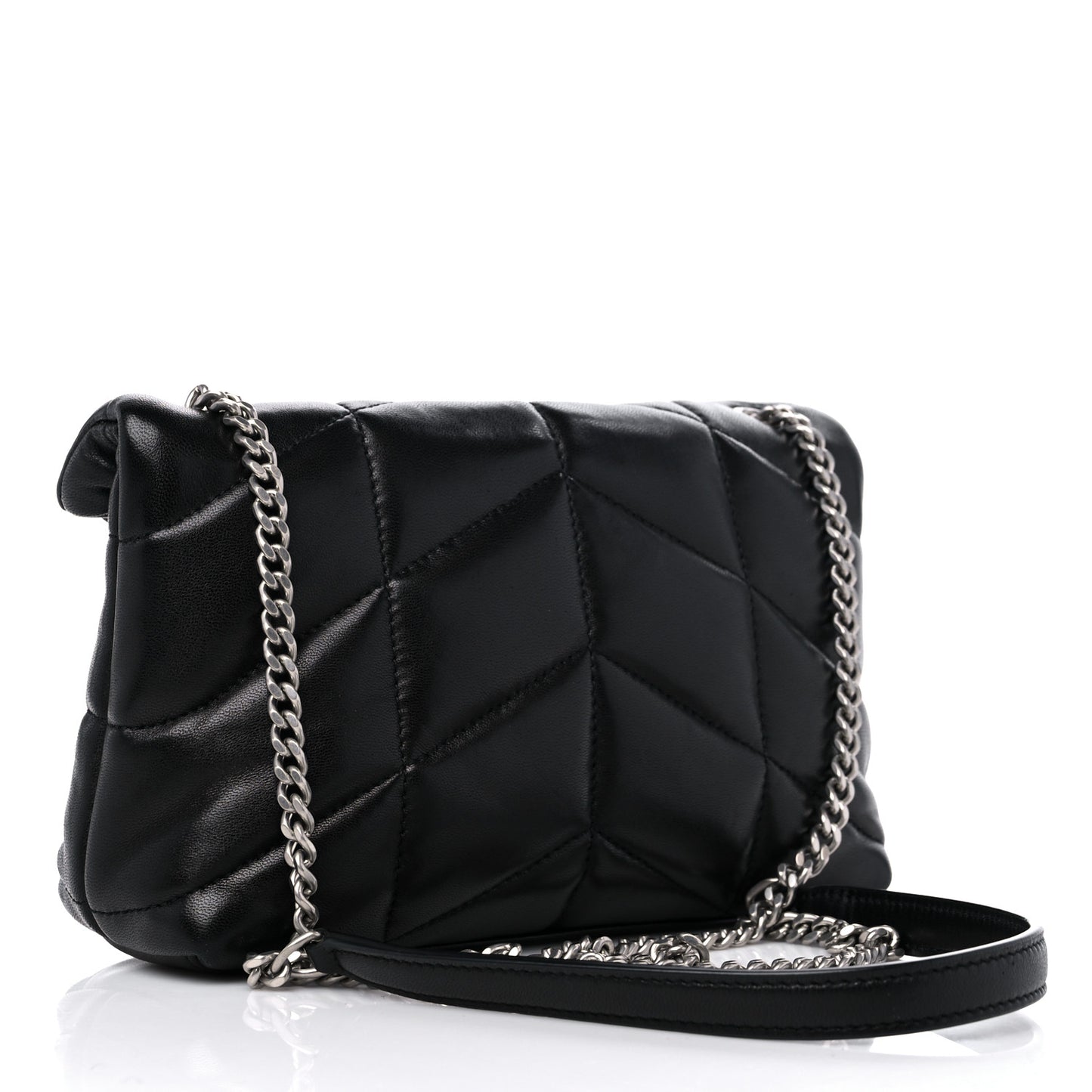 Lambskin Quilted Toy Loulou Puffer Monogram Chain Satchel Black