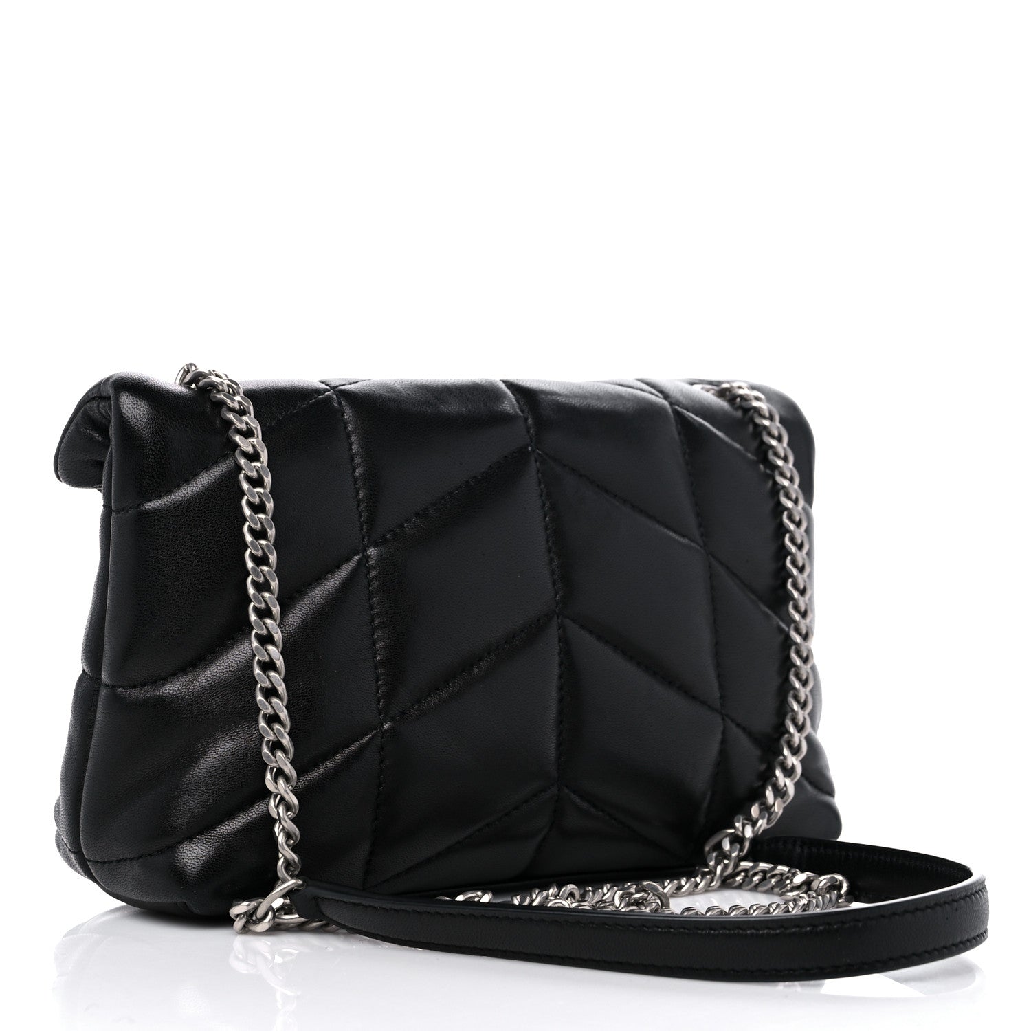 Saint Laurent Lambskin Quilted Toy Loulou Puffer Monogram Chain Satchel Black 3 of 10