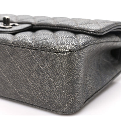 Chanel Metallic Caviar Quilted Medium Double Flap Dark Grey 10 of 10