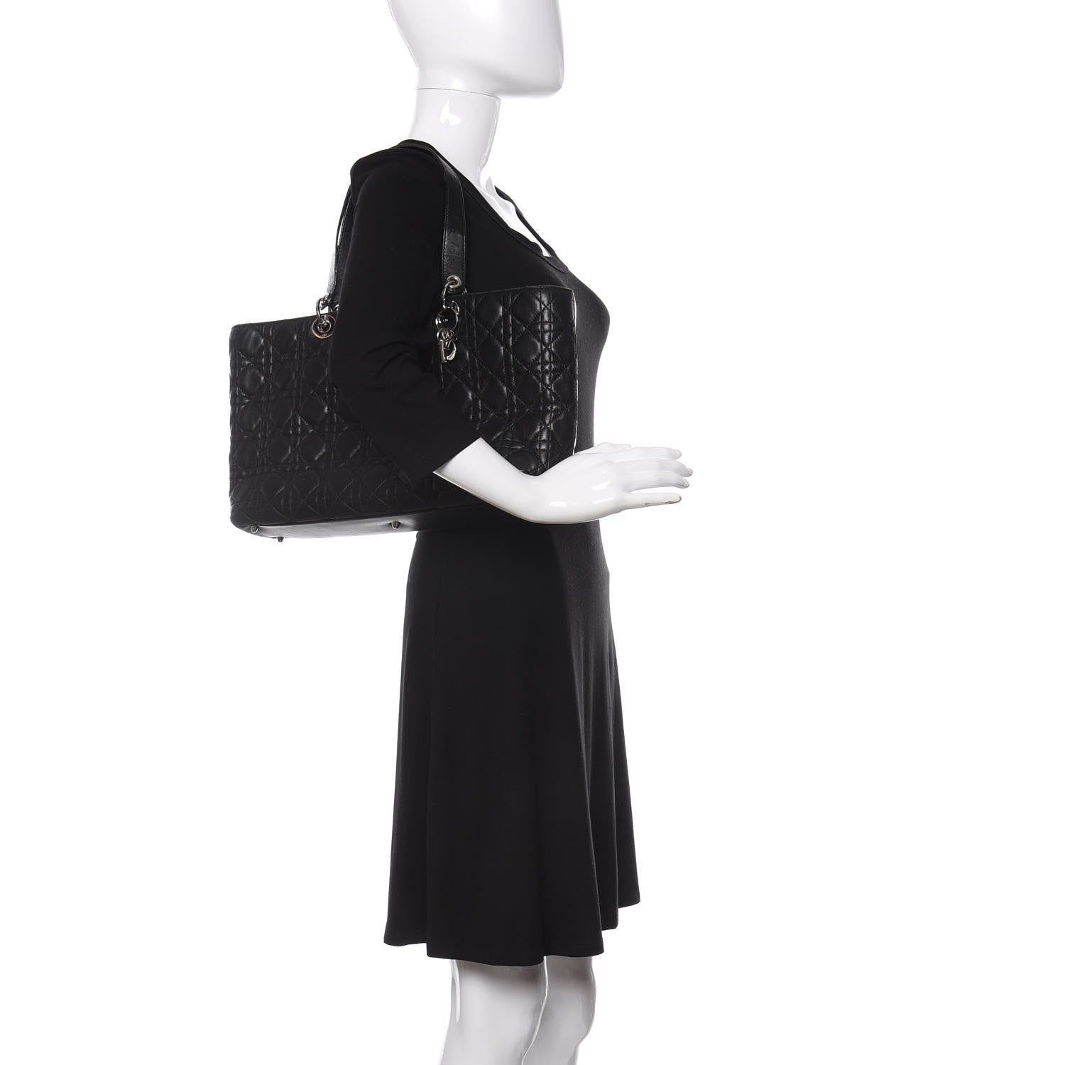 Christian Dior Lambskin Cannage Large Lady Dior Shopper Tote Black 2 of 11