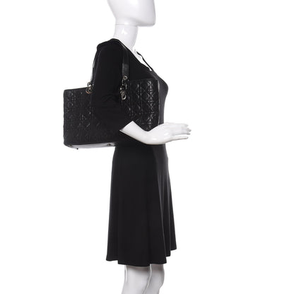 Christian Dior Lambskin Cannage Large Lady Dior Shopper Tote Black 2 of 11