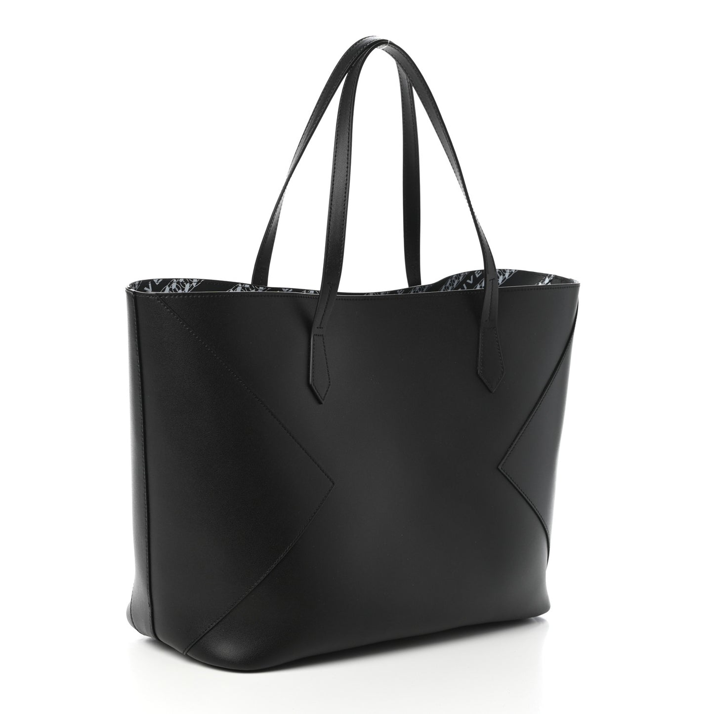Smooth Calfskin Wing Shopper Tote Black White