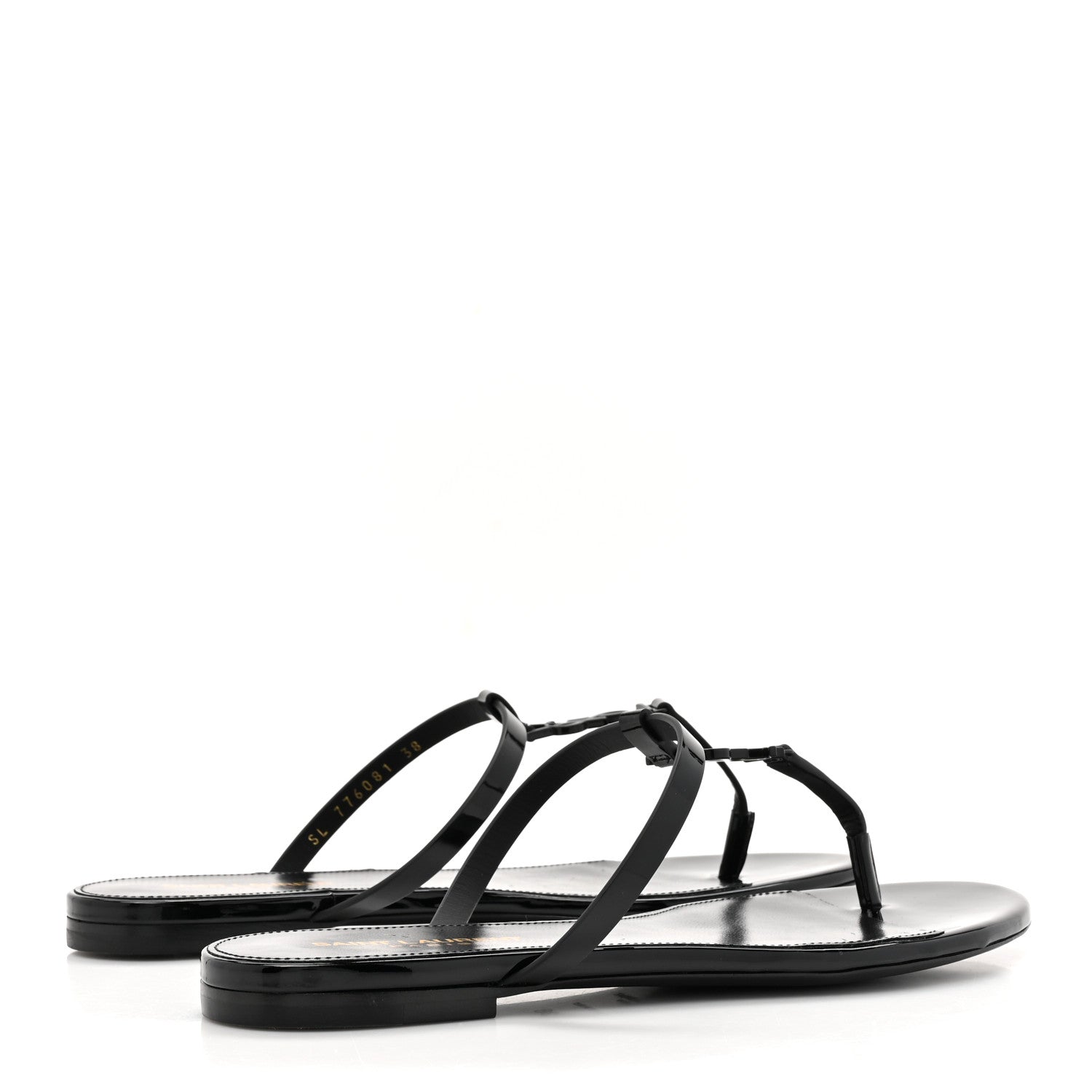Saint Laurent Calfskin Cassandra Monogram Sandals 38 Black 4 of 10