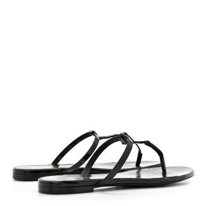 Saint Laurent Calfskin Cassandra Monogram Sandals 38 Black 4 of 10