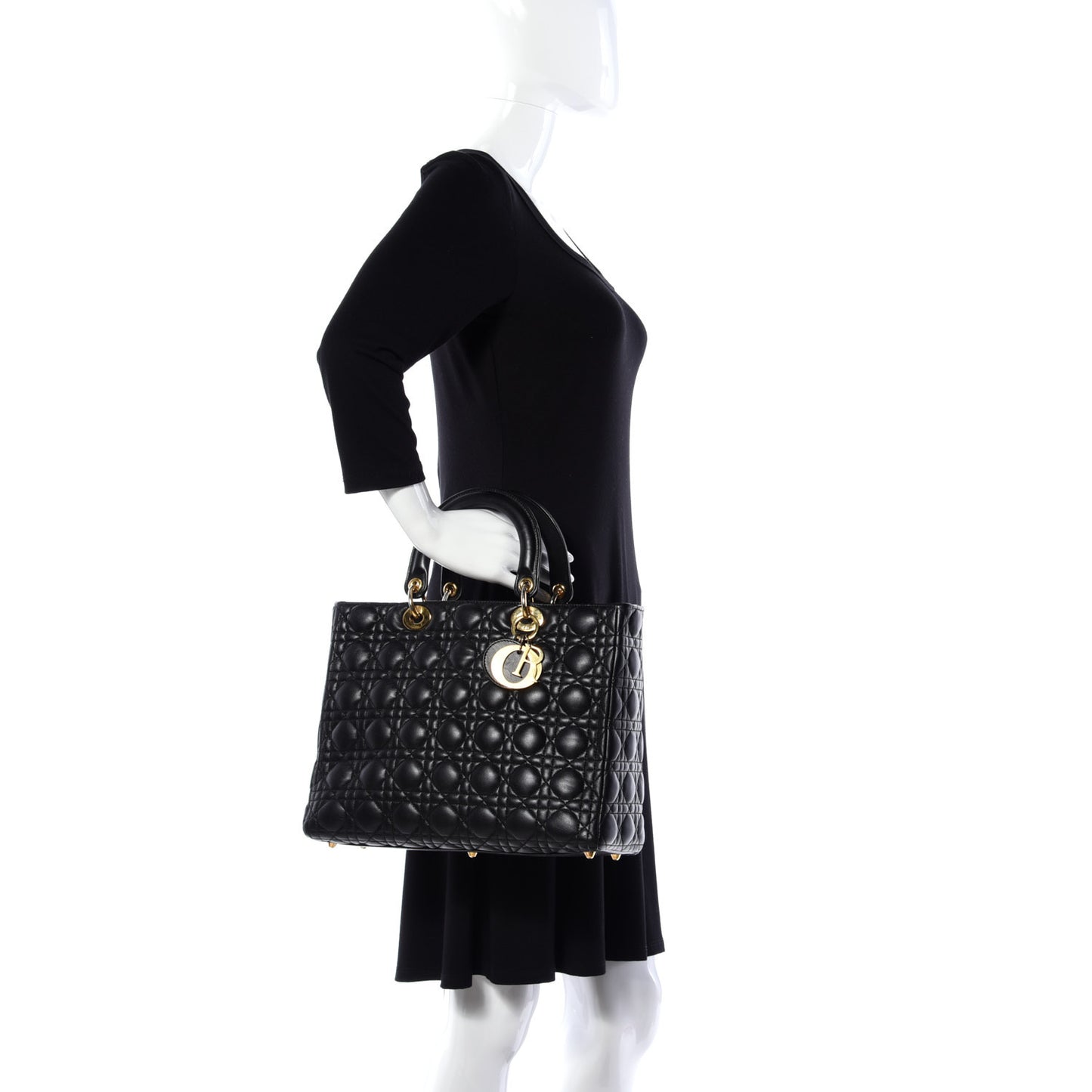 Lambskin Cannage Large Lady Dior Black