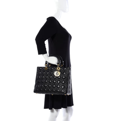 Christian Dior Lambskin Cannage Large Lady Dior Black 3 of 11