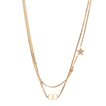 Christian Dior Metal Crystal Petit CD Double Necklace Gold 1 of 4