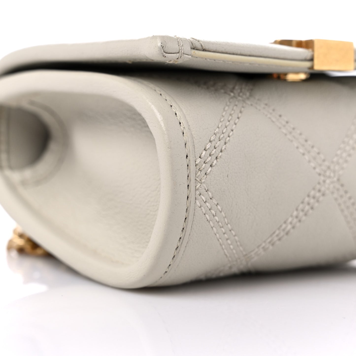 Lambskin Diamond Quilted Becky Belt Bag White