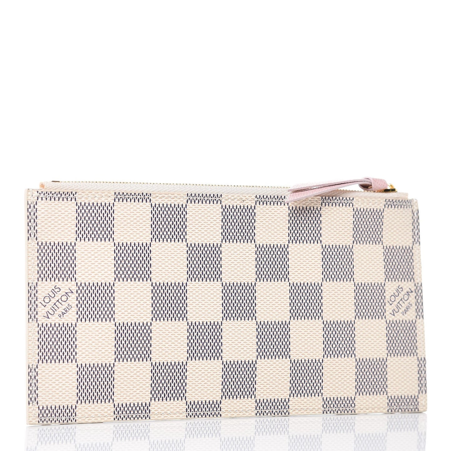 Damier Azur Felicie Chain Wallet Zippered Insert Rose Ballerine