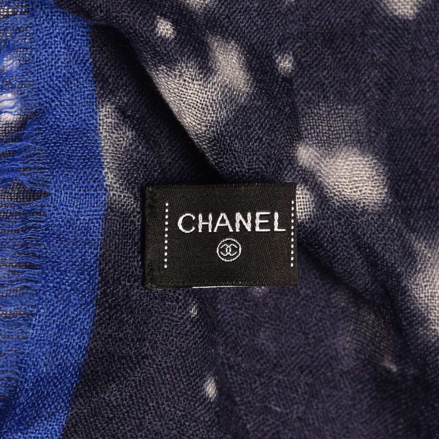 Chanel Cashmere CC Square Scarf Blue 5 of 7