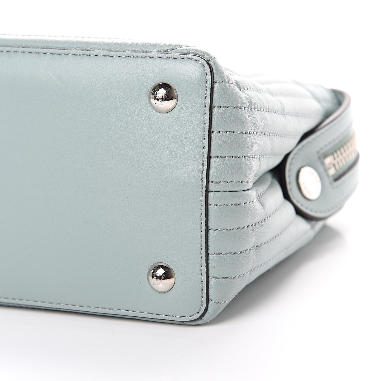 Shiny Nappa Trapuntata Chain Small DotCom Click Chain Satchel Pale Blue