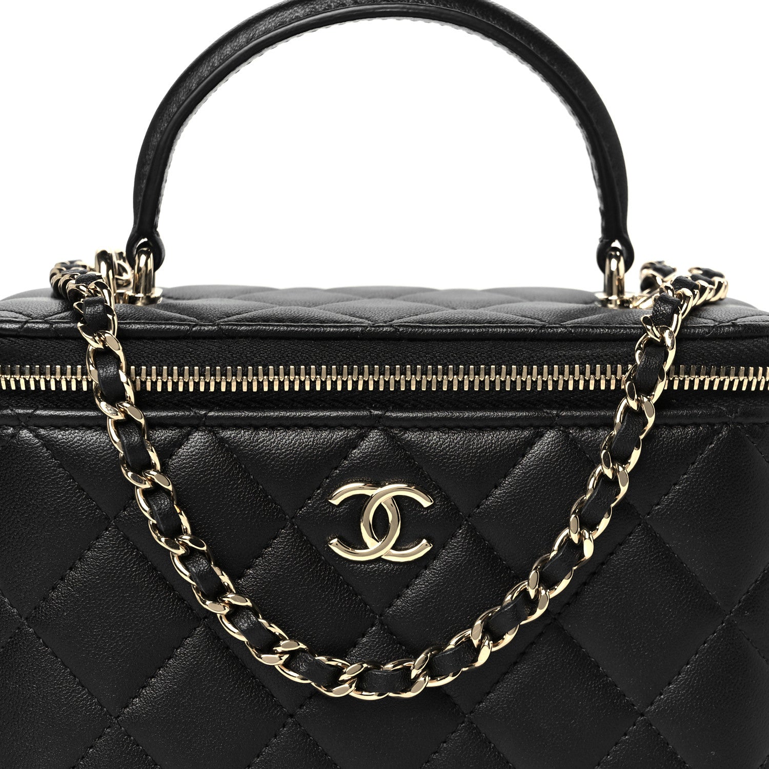 Chanel Lambskin Quilted Small Top Handle Vanity Case With Chain Black 8 of 11