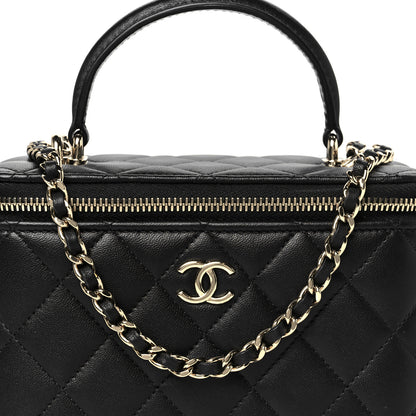 Chanel Lambskin Quilted Small Top Handle Vanity Case With Chain Black 8 of 11