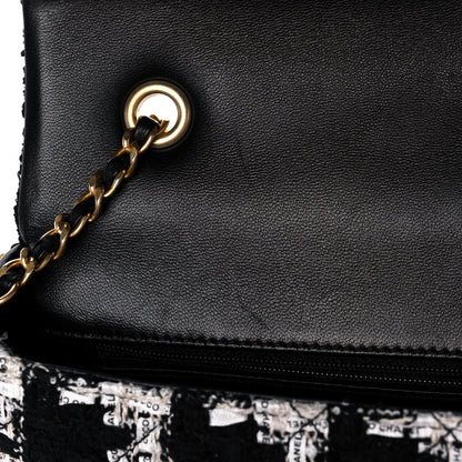 Chanel Tweed Quilted Mini Side Pearl Flap Bag Black Ecru White 12 of 13