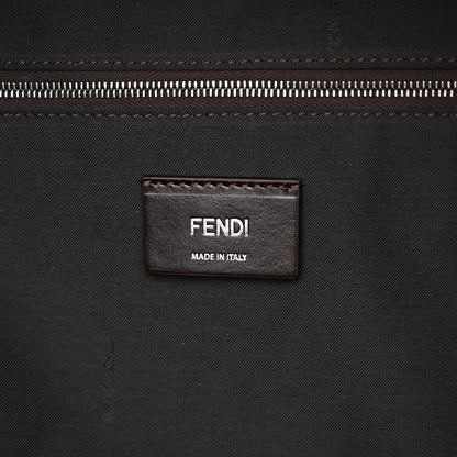 Fendi Glazed Fabric Vitello King FF 1974 Diagonal Medium Chiodo Backpack Tobacco Moro Sand Black 5 of 11