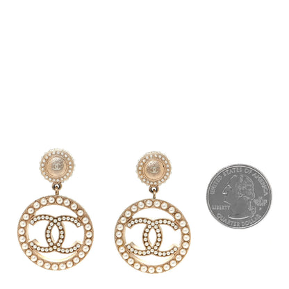 Chanel Pearl CC Drop Earrings Light Gold 2 of 4
