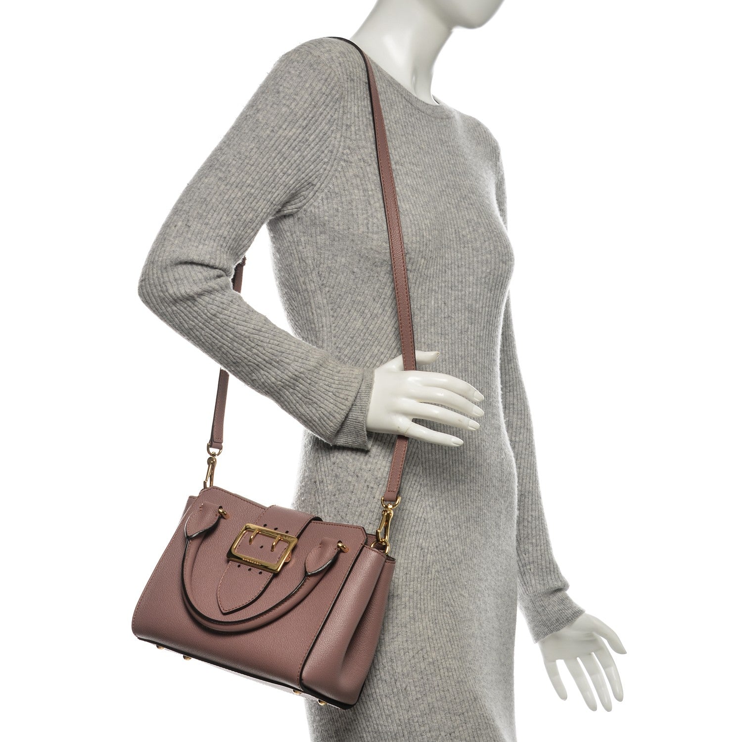 Burberry Soft Grain Calfskin Small Buckle Tote Dusty Pink 2 of 8