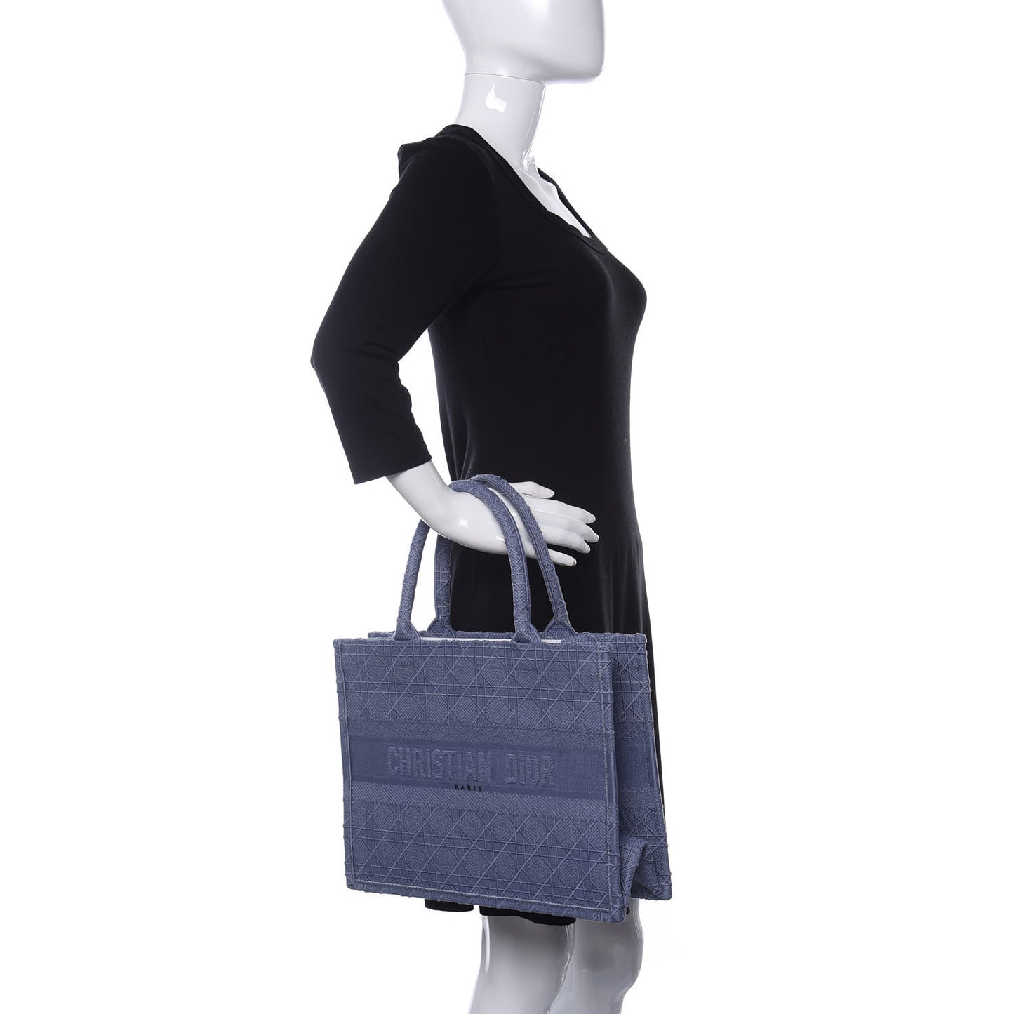Embroidered Cannage Medium Book Tote Denim Blue