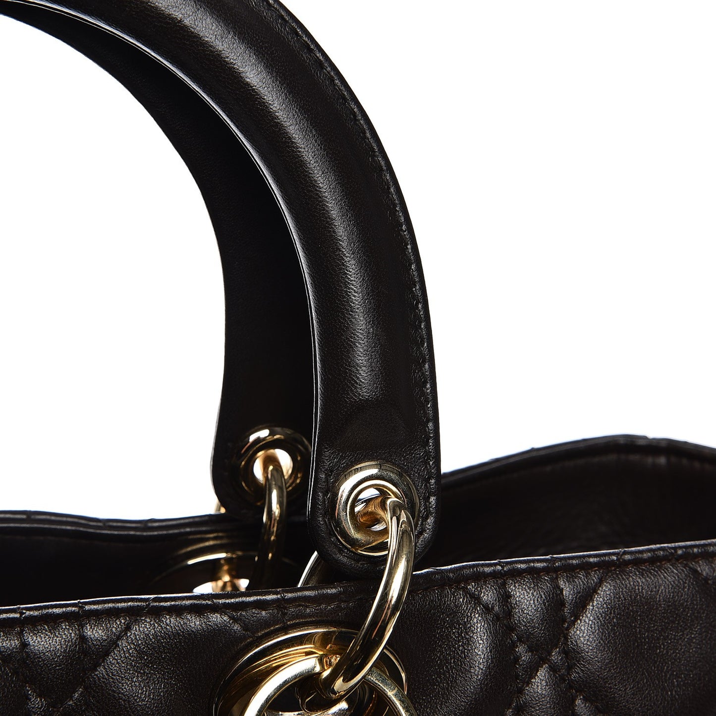 Vintage Lambskin Cannage Large Lady Dior Dark Brown
