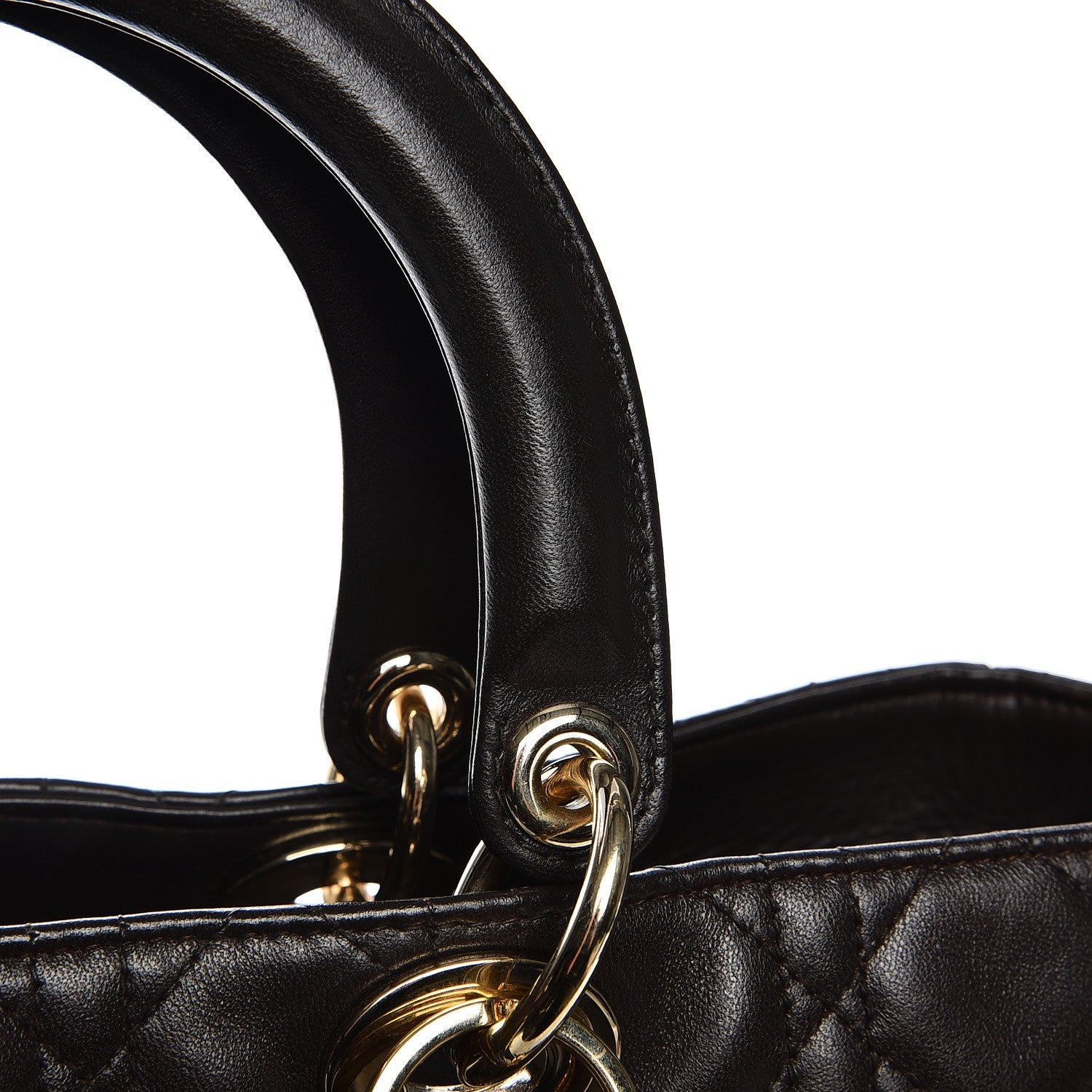 Christian Dior Vintage Lambskin Cannage Large Lady Dior Dark Brown 9 of 13