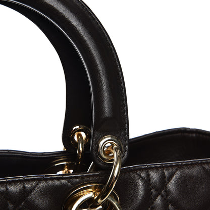 Christian Dior Vintage Lambskin Cannage Large Lady Dior Dark Brown 9 of 13
