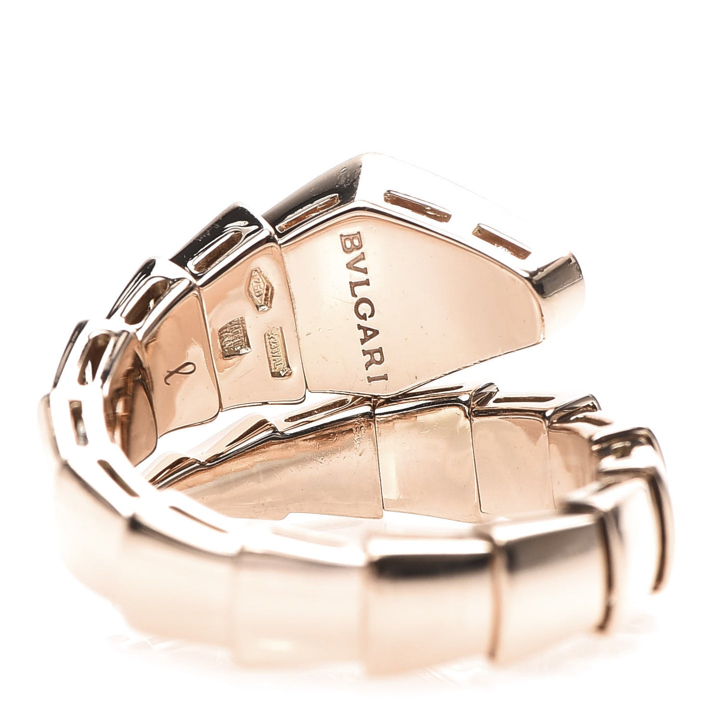 18K Rose Gold Diamond Serpenti Viper Ring L