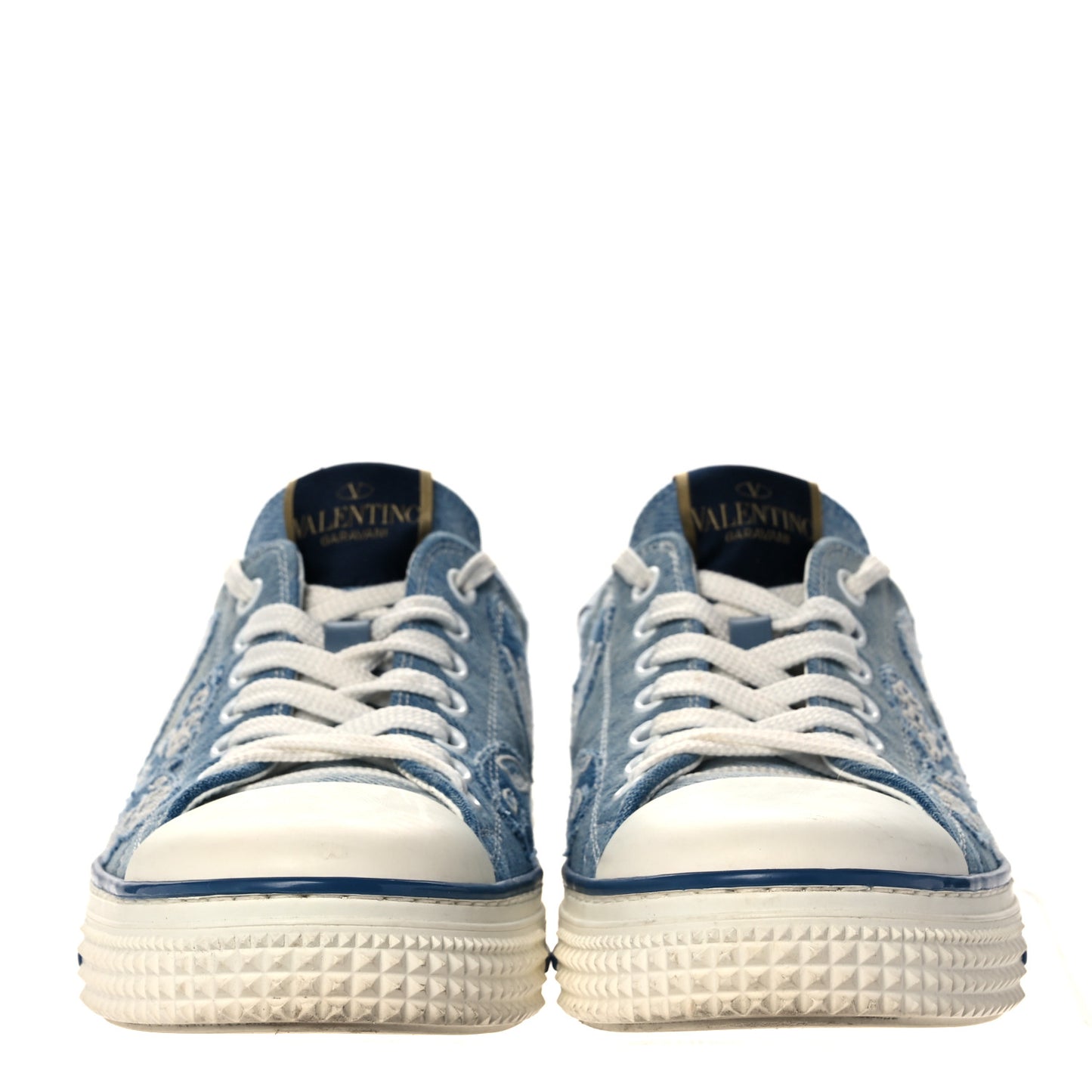 Denim Butterfly Embroidered Sneakers 38 Light Denim