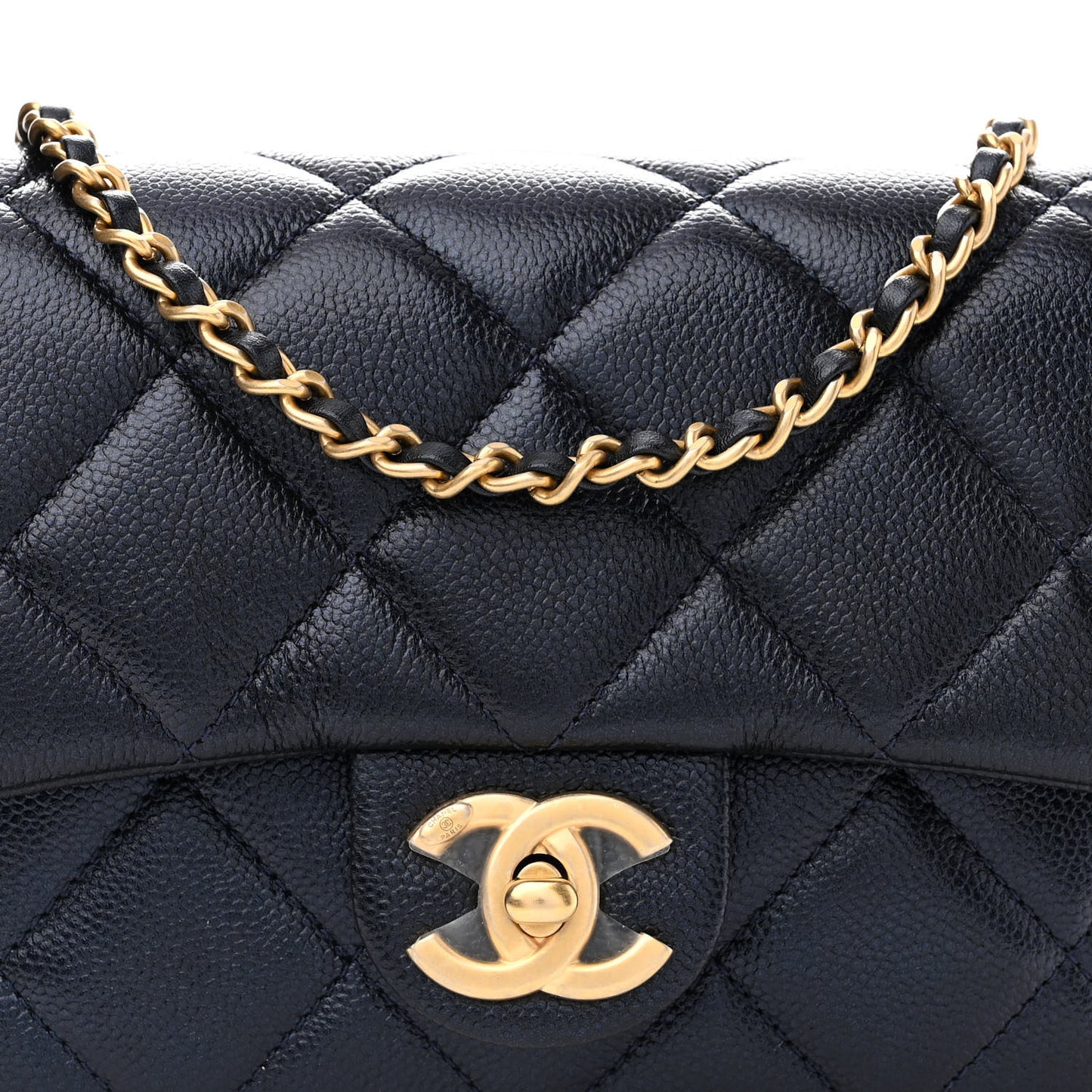Iridescent Caviar Quilted Mini My Perfect Flap Dark Blue