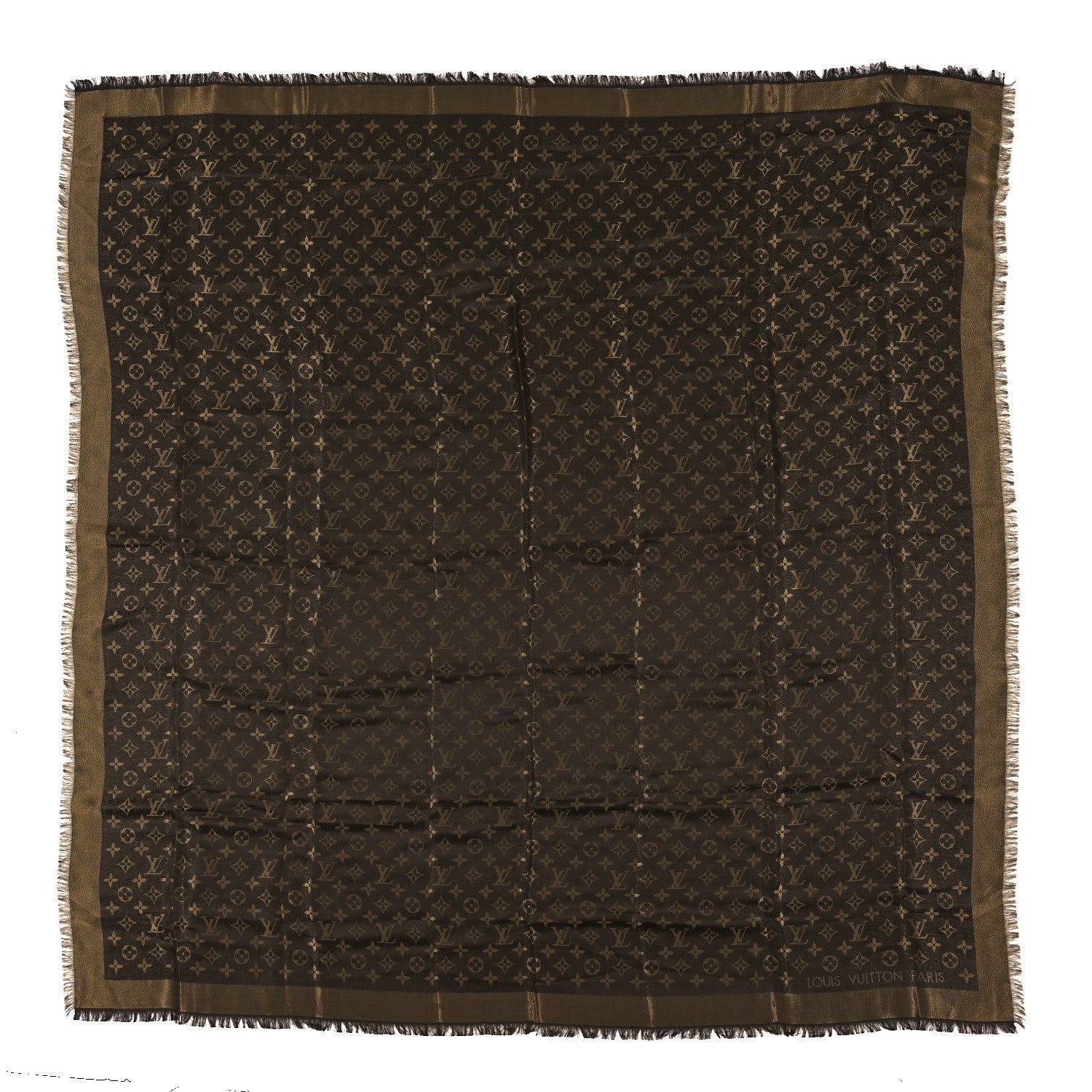 Louis Vuitton Silk Lurex Wool Monogram Shine Shawl Brown 1 of 3